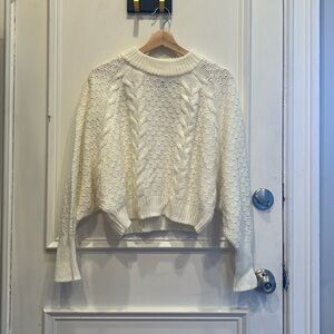 White, cropped cable knit sweater, Moon and Madison, XS